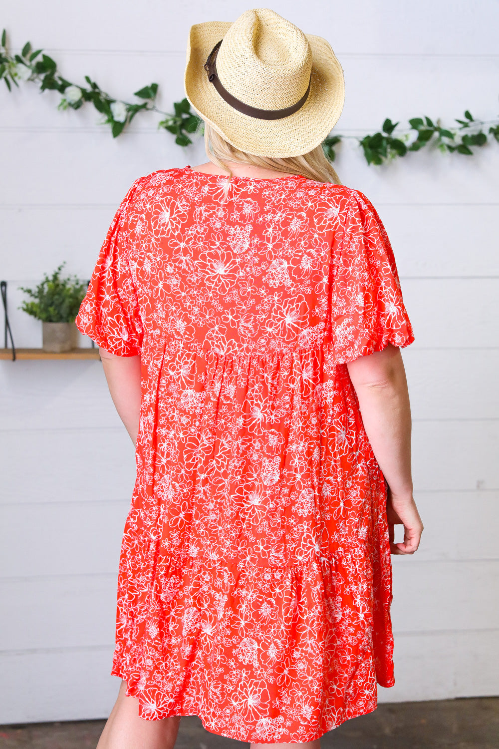 Coral Floral Button Down Midi Dress