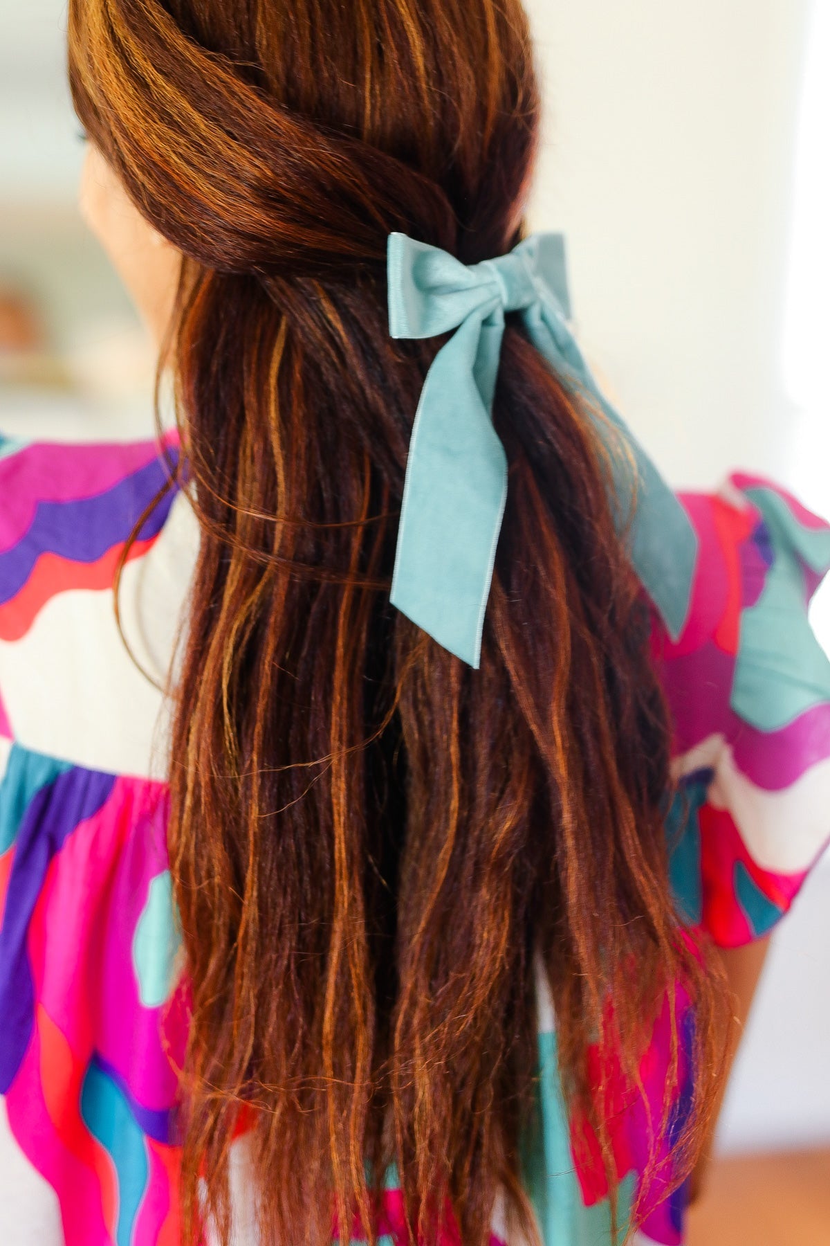 Baby Blue Velvet Barrette Clip Bow