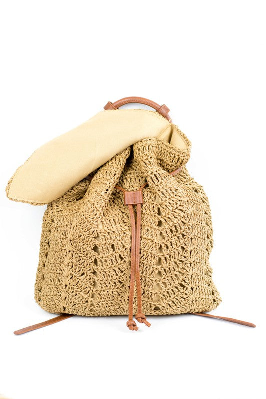 Woven Straw Backpack