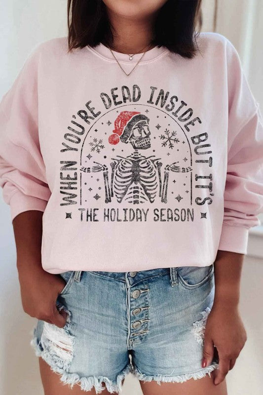 CHRISTMAS SKELETON GRAPHIC PLUS SIZE SWEATSHIRT