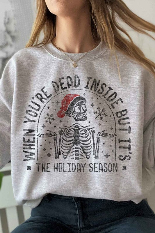 CHRISTMAS SKELETON GRAPHIC PLUS SIZE SWEATSHIRT