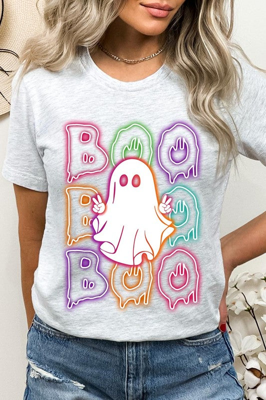 Boo Neon Halloween Ghost Graphic Tee