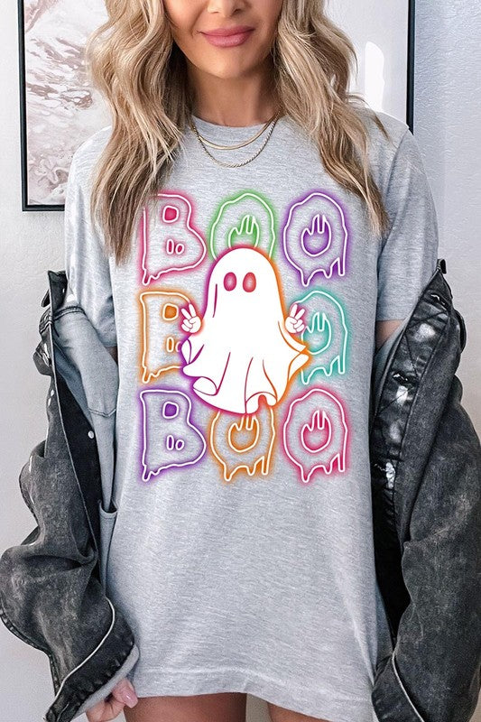 Boo Neon Halloween Ghost Graphic Tee