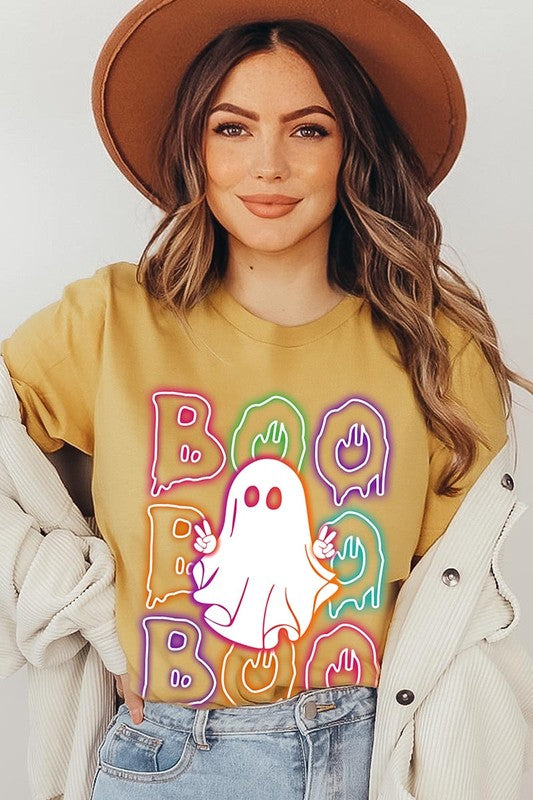 Boo Neon Halloween Ghost Graphic Tee