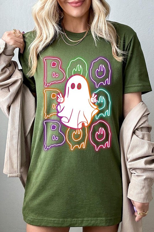 Boo Neon Halloween Ghost Graphic Tee