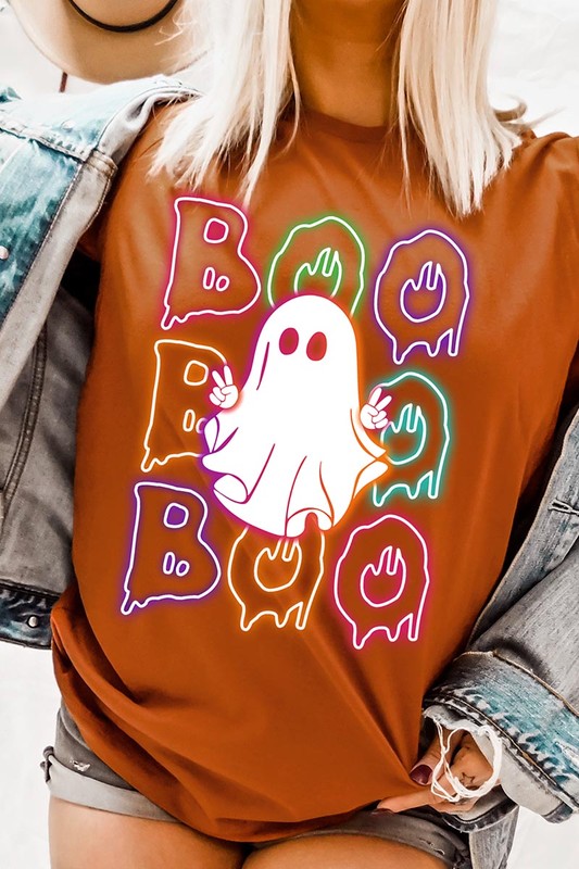 Boo Neon Halloween Ghost Graphic Tee