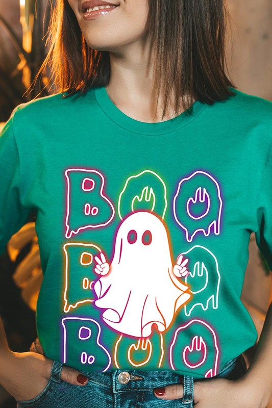 Boo Neon Halloween Ghost Graphic Tee