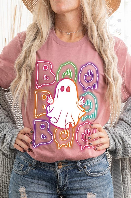 Boo Neon Halloween Ghost Graphic Tee