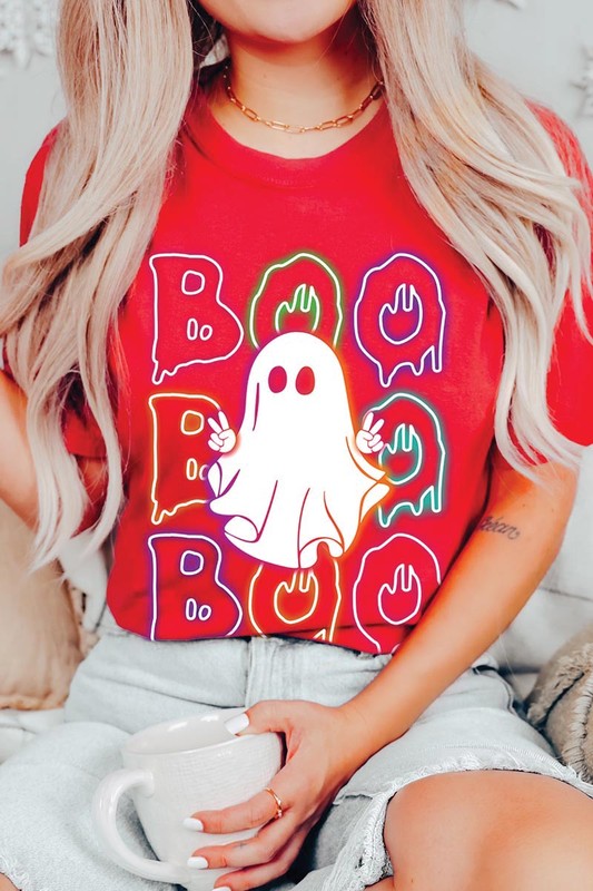 Boo Neon Halloween Ghost Graphic Tee