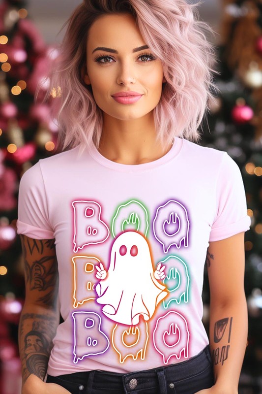 Boo Neon Halloween Ghost Graphic Tee