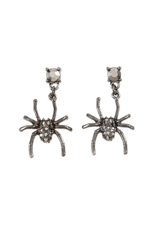 DANGLE RHINESTONE SPIDER EARRINGS