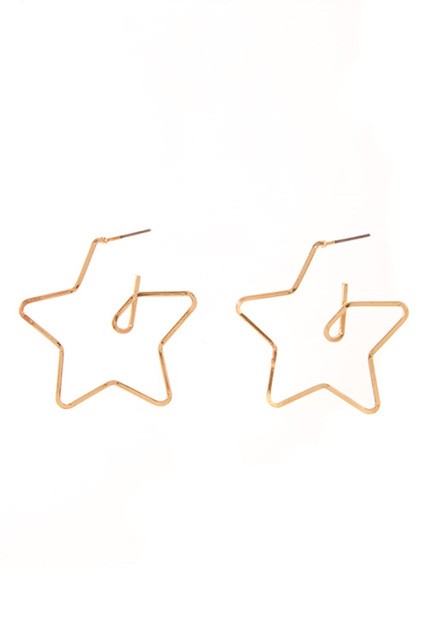 GOLD STAR OUTLINE HOOP EARRINGS