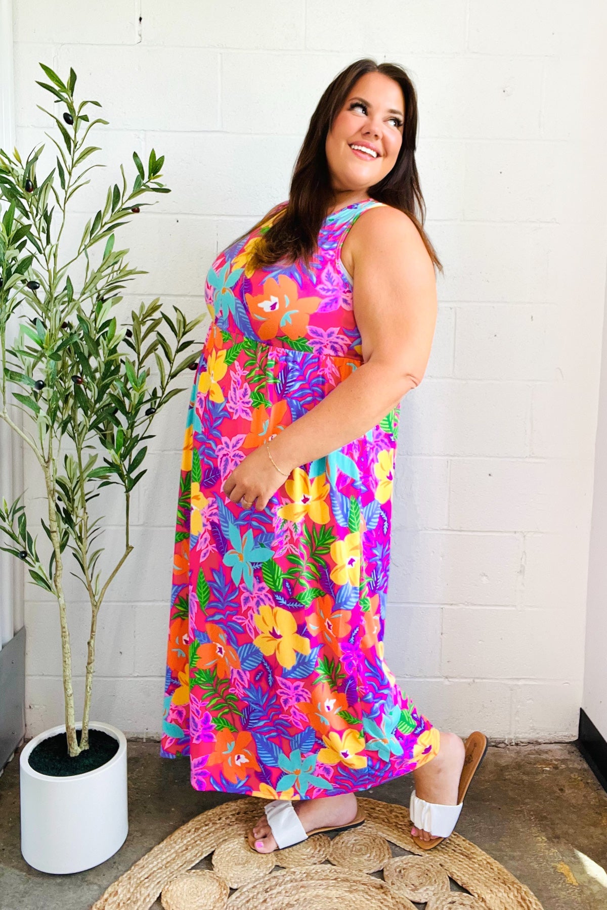 Diva Dreams Multicolor Tropical Floral Fit & Flare Maxi Dress